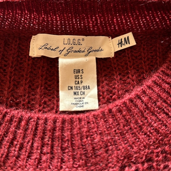 L.O.G.G. H & M Women's Oversized size Small Rust Brick Burgundy Knit Swe… - Picture 7 of 7